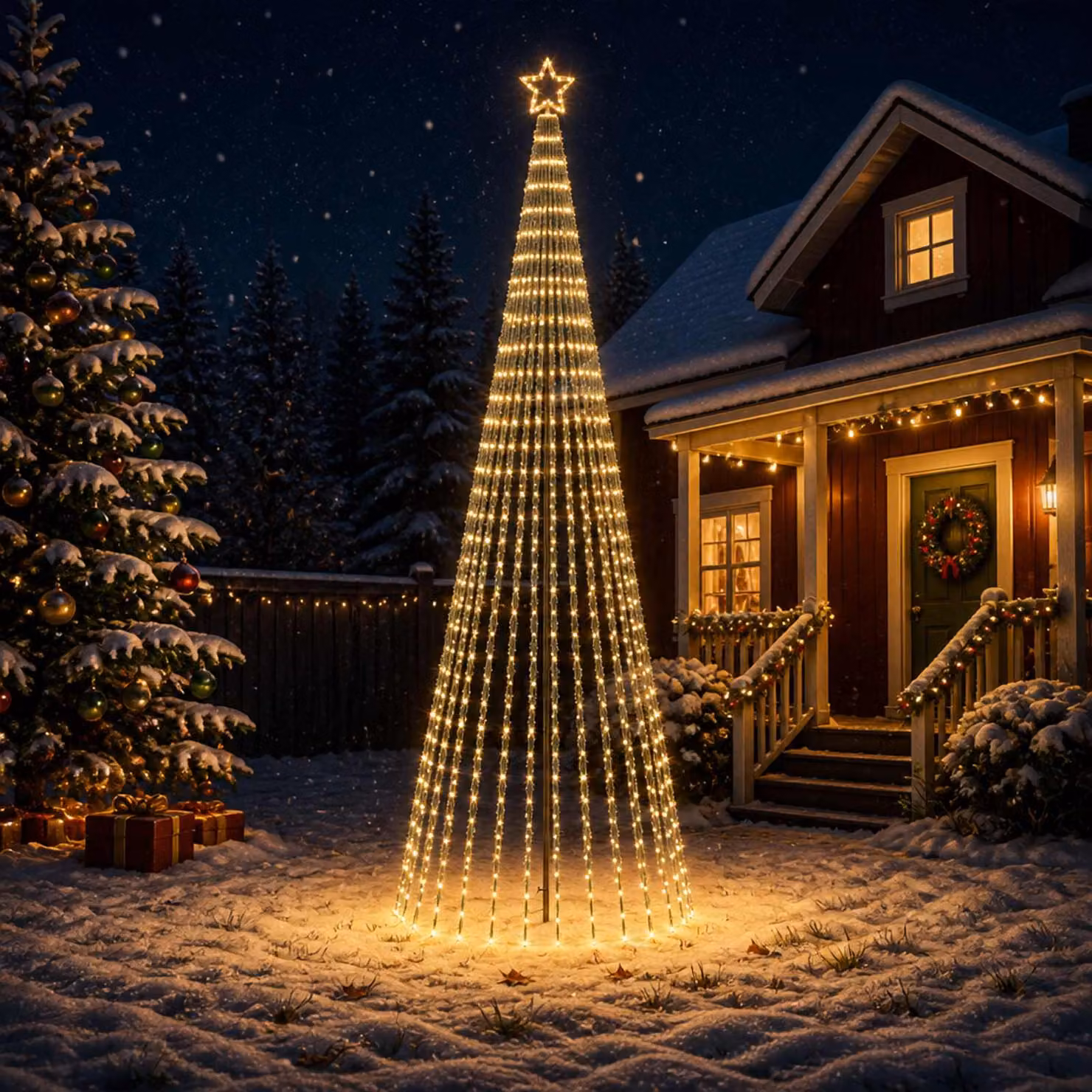 vidaXL Albero di Natale LED 400 cm 1028 LED Bianco caldo Acciaio Nero