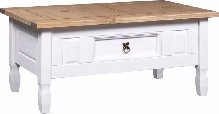 Tavolino Caffé Pino Messicano Range Bianco 100x55x44 cm