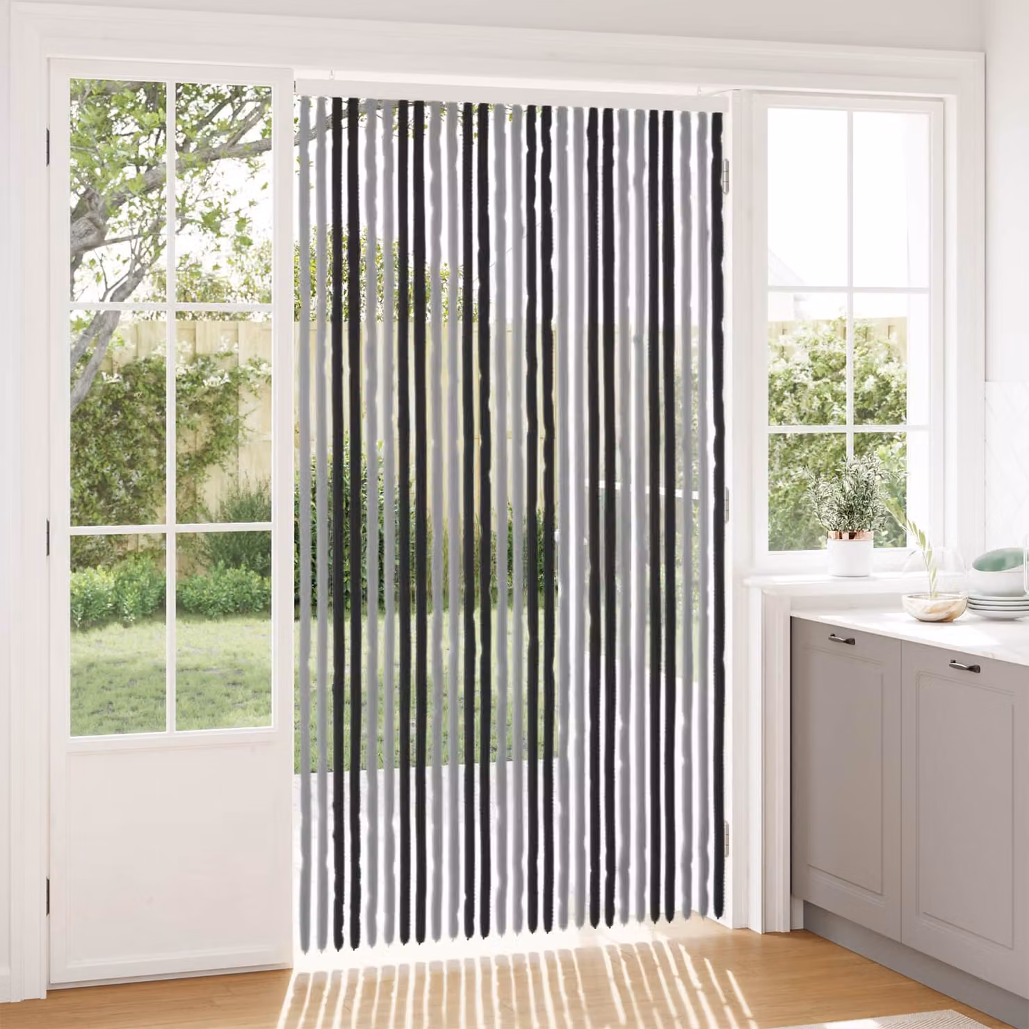 vidaXL Tenda per insetti in chenille Grigio e Nero L: 118 cm, H: 220 cm