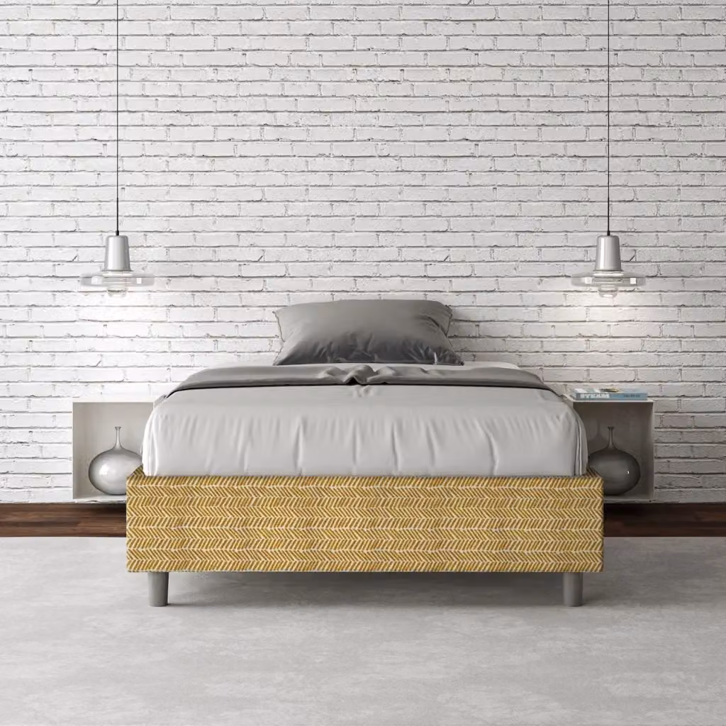 Letto Sommier 1 Piazza e Mezzo Azelia Aragona 3 Giallo con Rete e Contenitore a Alzata L/P/H: 120 x 210 x 39 cm – 2
