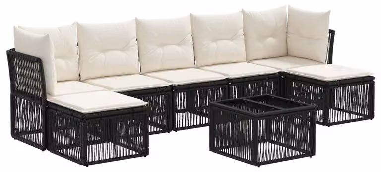 Set Divano da Giardino 8 pcs Nero polyrattan