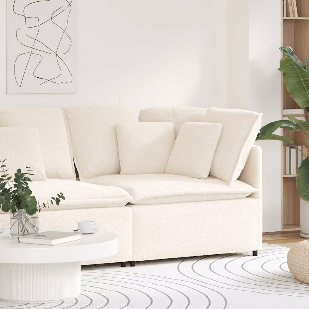 vidaXL Modulo Angolare Divano Modulare con Cuscini Beige e Bianco L: 100 cm