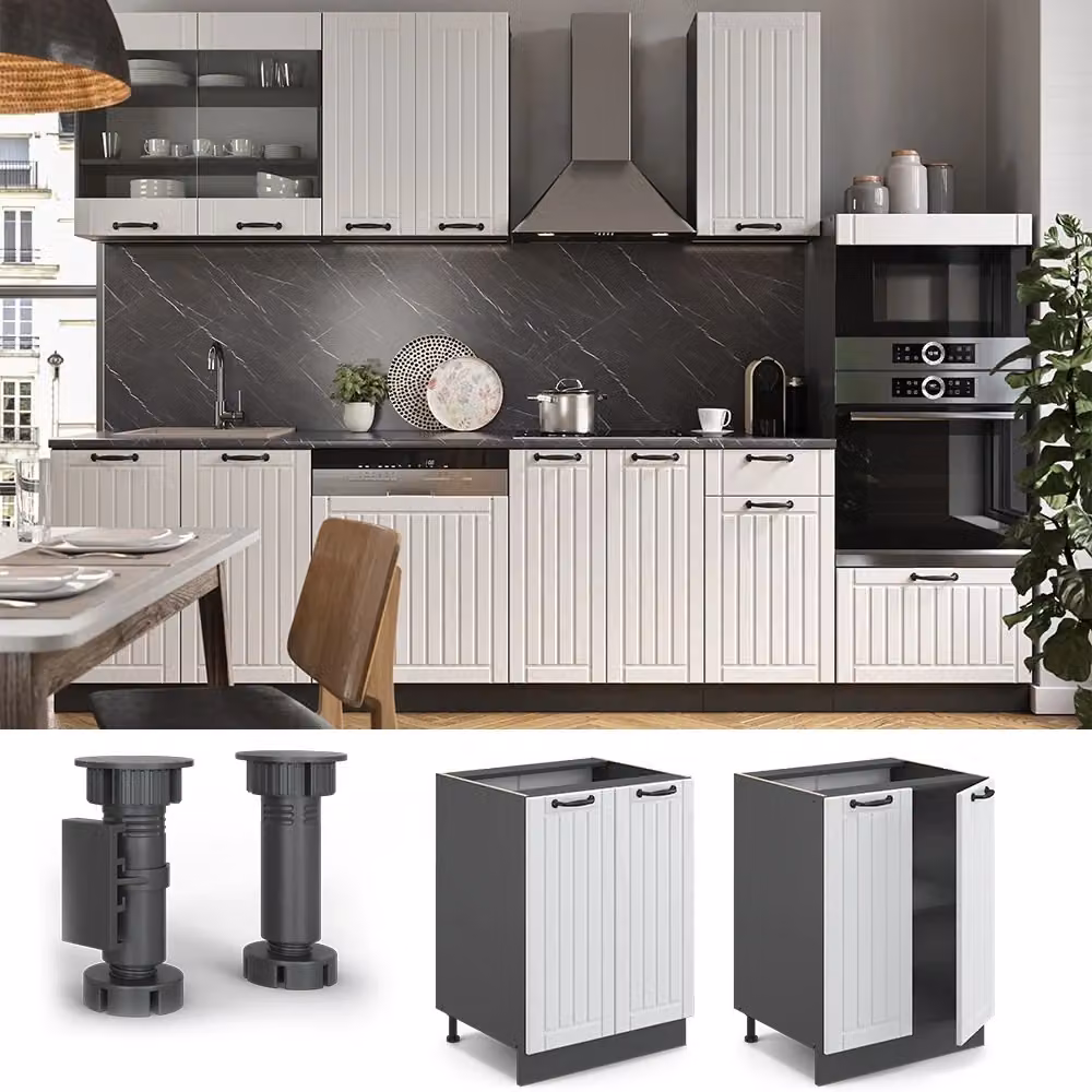Mobiletto base cucina Vicco Fame-Line Bianco rustico/Antracite con ante a battente L: 60 cm – 2