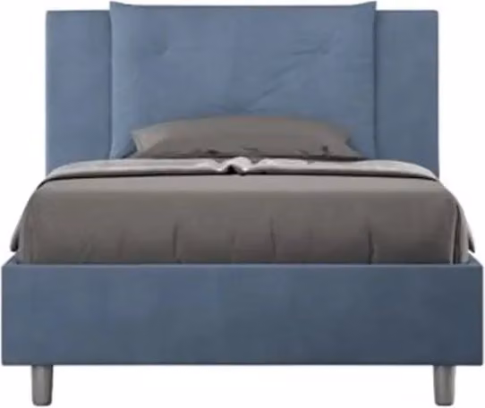 Letto singolo senza rete imbottito 100x200 microfibra blu Appia