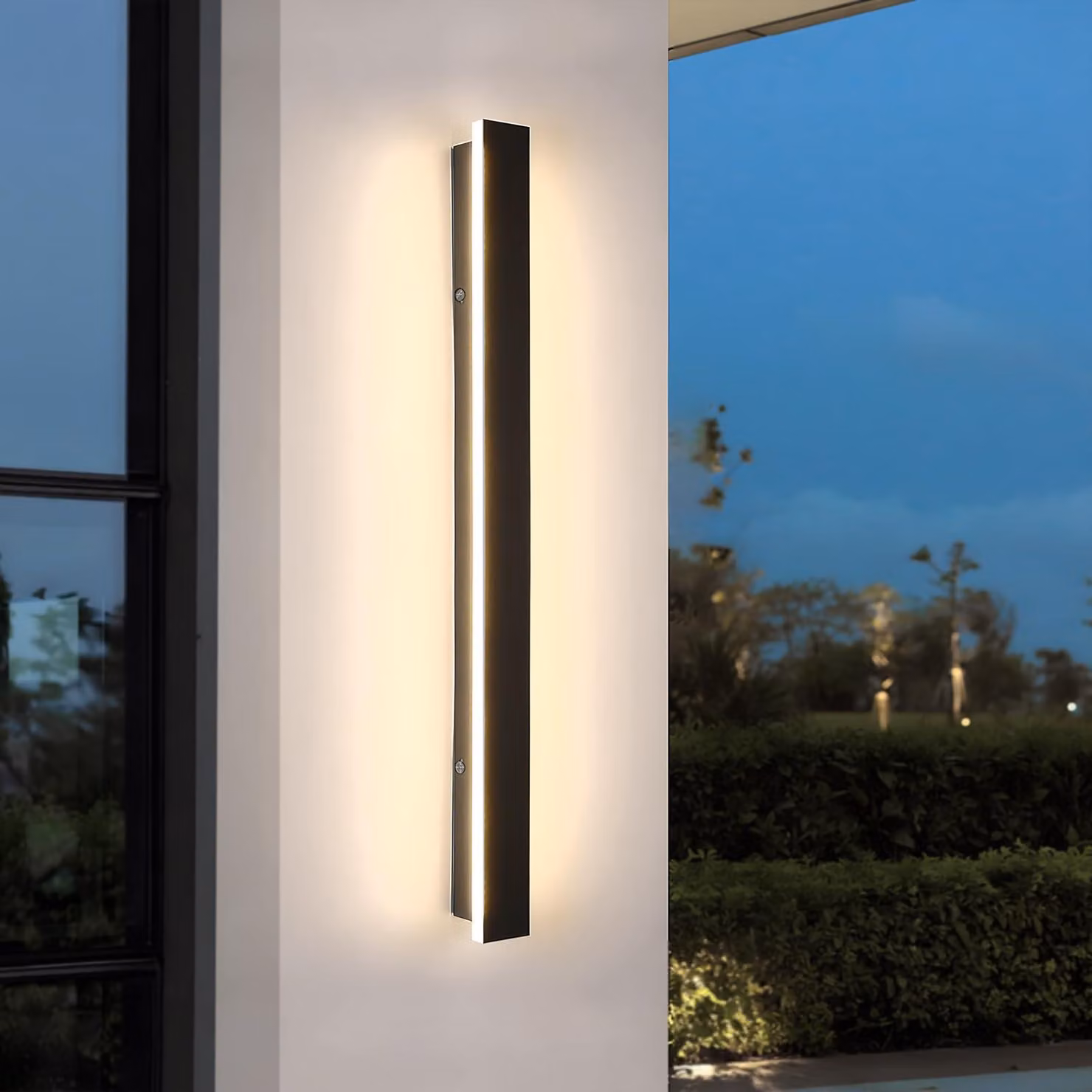 Lampada a LED da parete, 100 cm, 21W, luce calda (3000K), grado di protezione IP65, colore nero