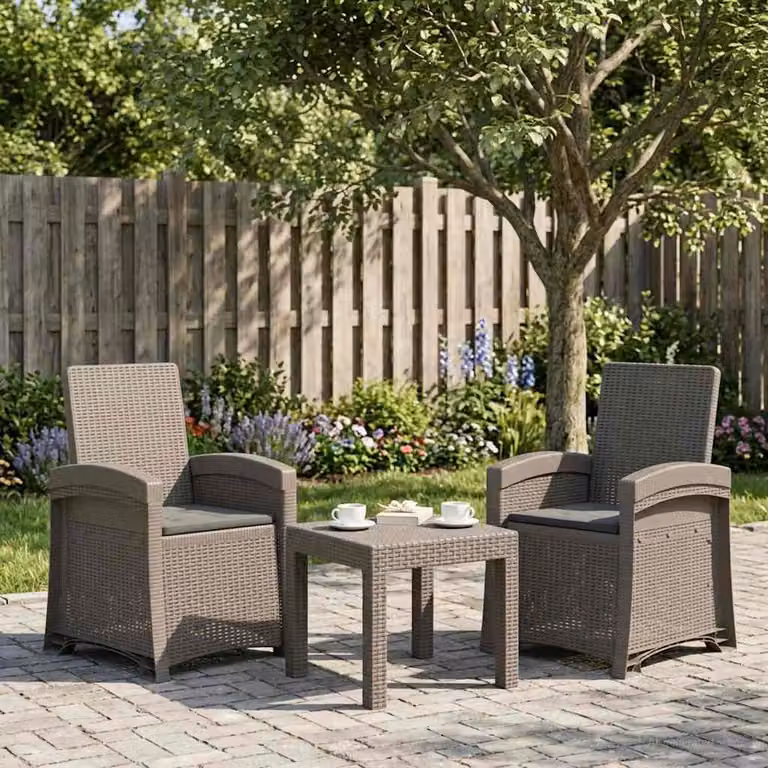 Set di 2 sedie da giardino reclinabili vidaXL in effetto rattan con cuscini inclusi, resistenti alle intemperie e ai raggi UV, colore antracite