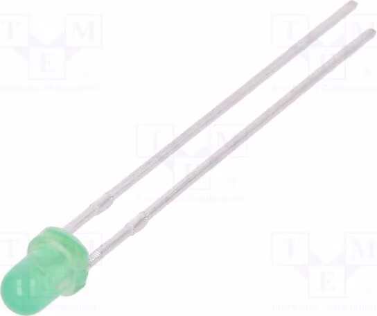5 LED, angolo di emissione 60°, modello: 2 L-34GD, diodi LED a montaggio superficiale (SMD), 3 mm, verde, 12÷25 mcd, 3 mm