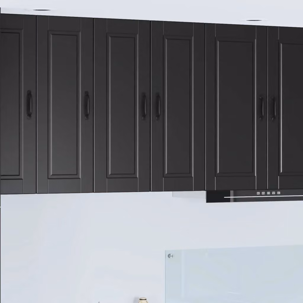 Set di 2 pensili da cucina PORTO DESIGN IN nero con ante a battente e ripiani interni L/P/H: 30 x 31 x 80 cm – 2