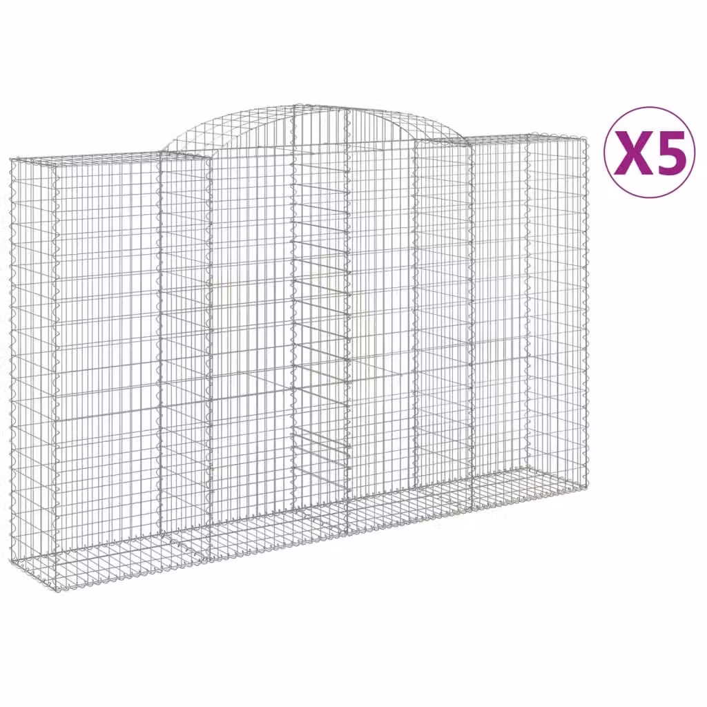 Cesti Gabbioni ad Arco 5 pz 300x50x180/200 cm Ferro Zincato