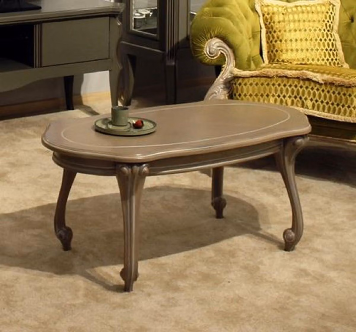 Casa Padrino Luxury Baroque Coffee Table Grey - Tavolo da salotto in legno massiccio fatto a mano in stile barocco - Mobili da salotto in stile barocco - Mobili barocchi - Nobile & Magnifico