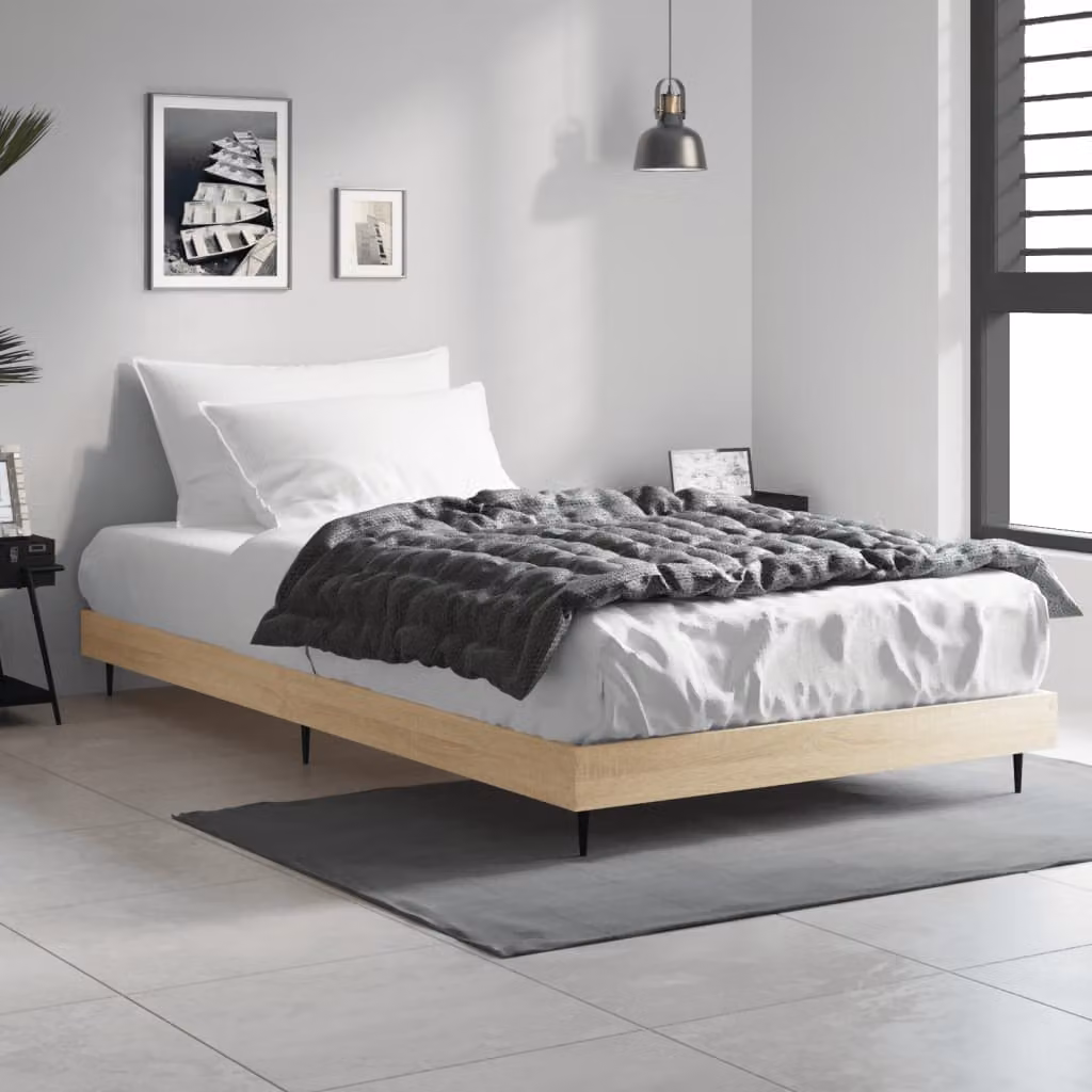 Giroletto vidaXL in Rovere Sonoma e materiali misti con doghe fisse, L/P/H: 100 x 200 x 20 cm