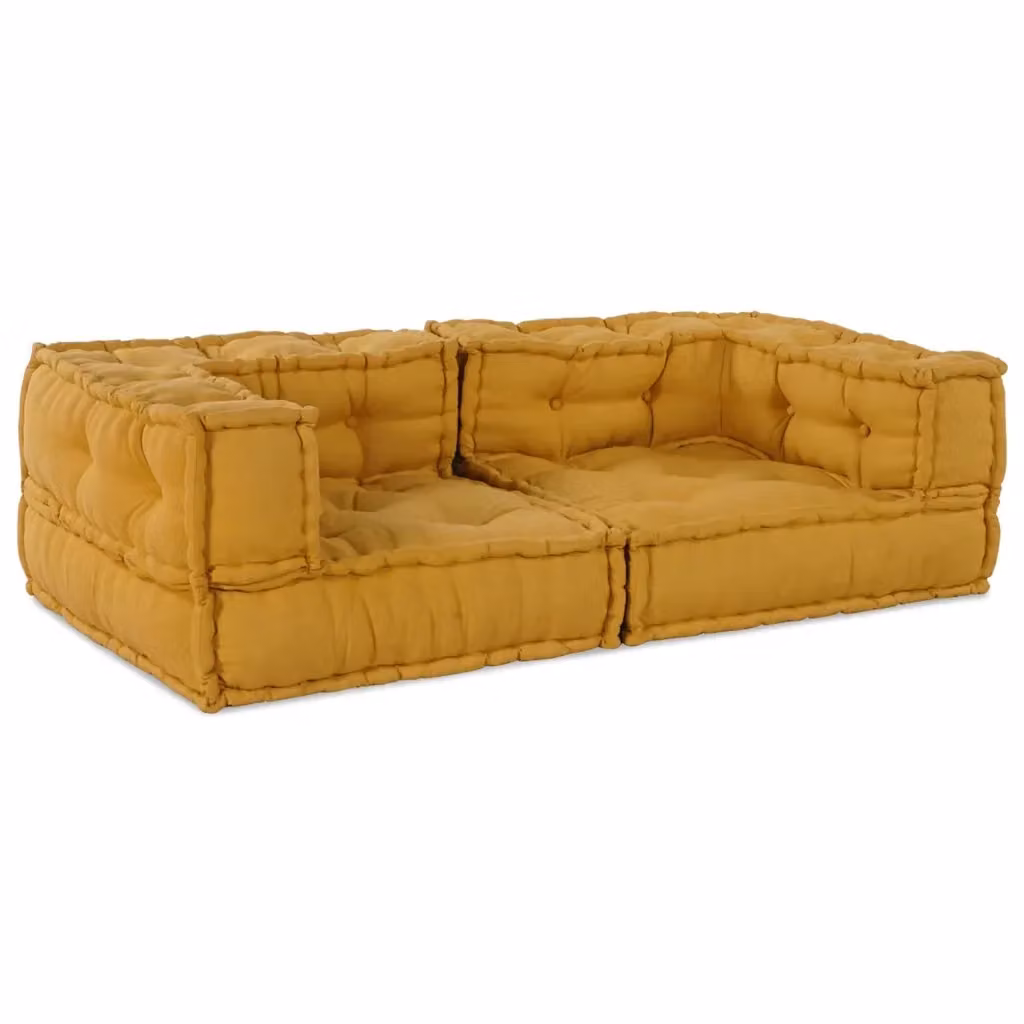 Divano Modulare a 2 Posti vidaXL Giallo in Tessuto L: 140 cm, P: 70 cm, H: 36 cm – 2