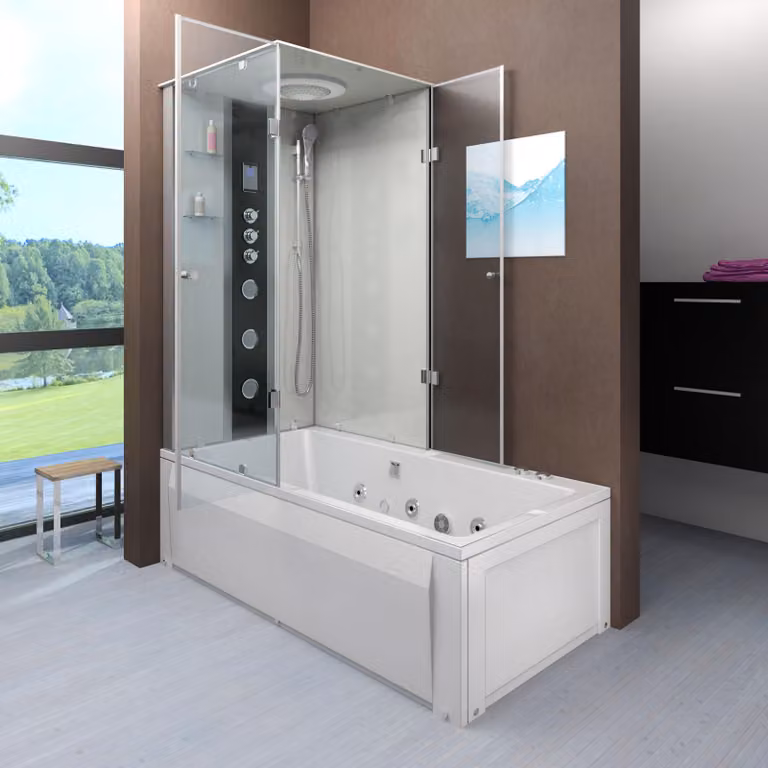Doccia combinata con vasca idromassaggio k05-r02-wp-ec Tempio della doccia 90x180 cm
