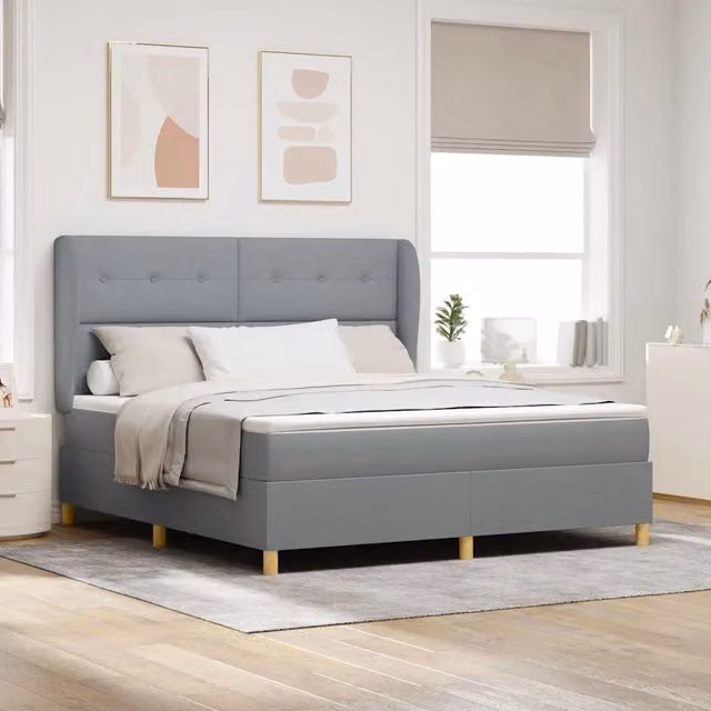 Letto a molle con testiera Grigio chiaro 200 x 180 cm Tessuto 3340767