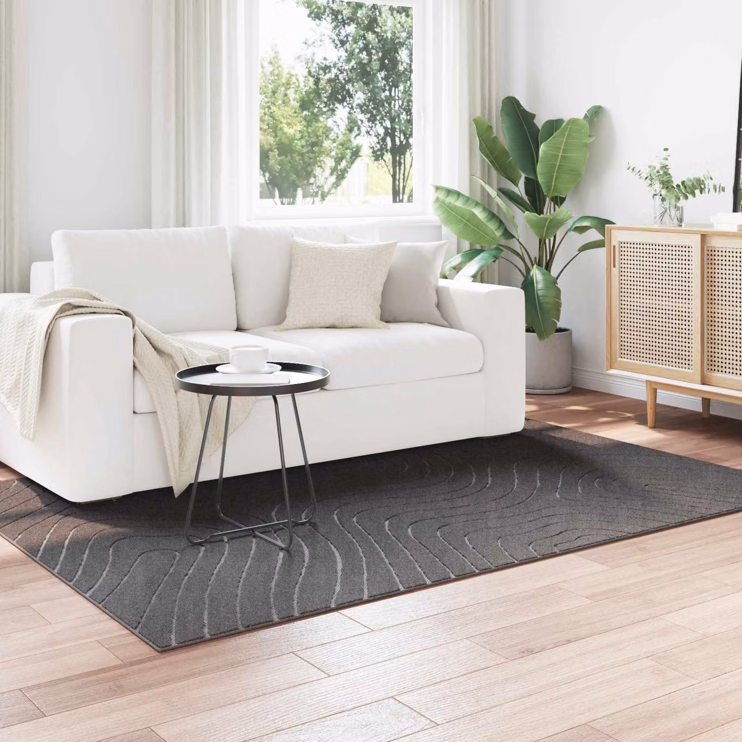Tappeto vidaXL PALMERAS per interno ed esterno, Antracite, Lavabile e Antiscivolo, 170 x 120 cm