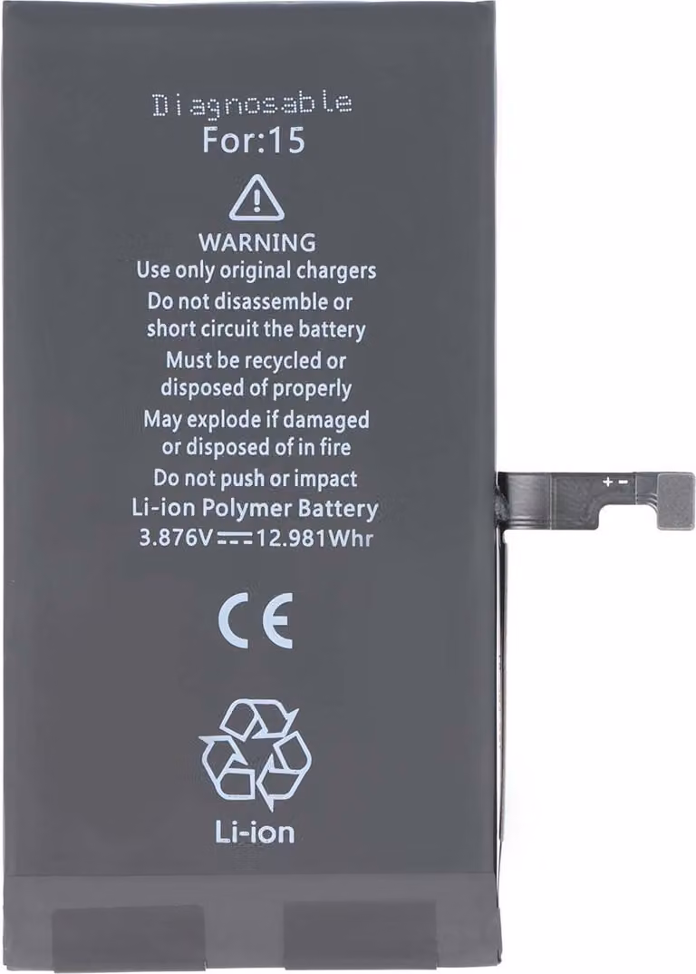 Avizar, batteria iPhone 15 3,87V 3349mAh diagnosticabile, nero