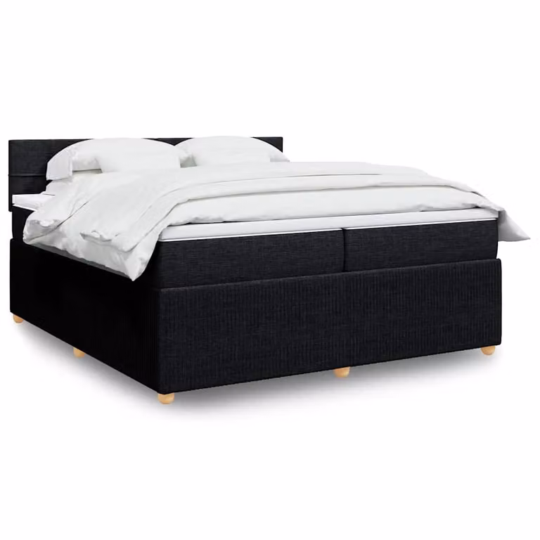 vidaXL Giroletto a Molle con Materasso Ibrido in Tessuto Nero 200 x 200 cm