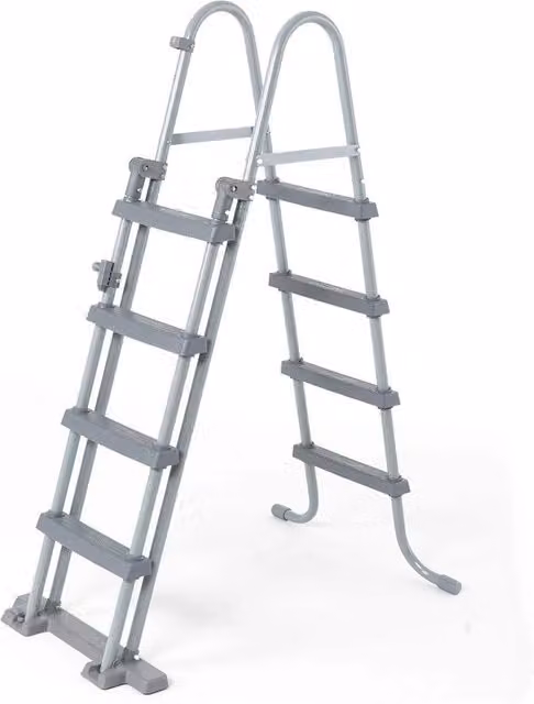 Scaletta di sicurezza per piscine Trade Shop con gradini in plastica e telaio in metallo grigio, Altezza: 122 cm
