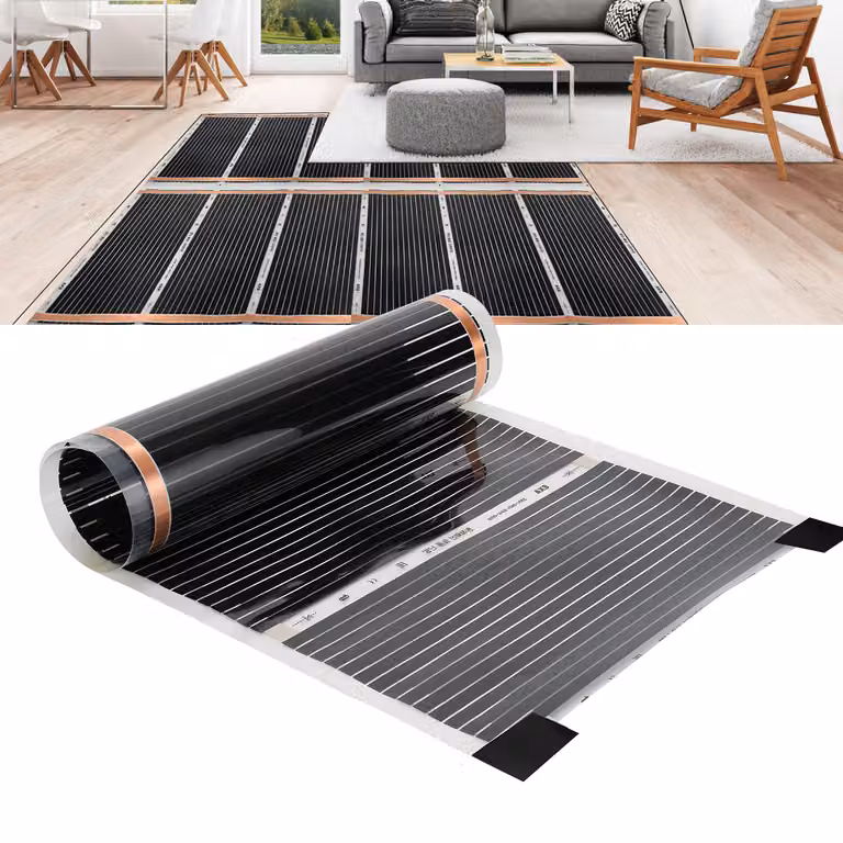 Foglio riscaldante Jopassy 220 Watt/m2, set di fogli riscaldanti, riscaldamento a pavimento adatto per 4m2, infrarossi-elettrico, LxL: 200x50cm (per pezzo)