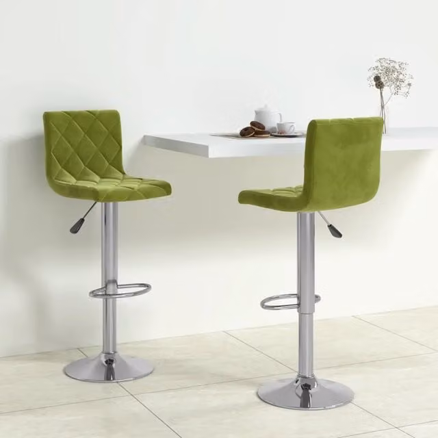 Set di 2 sgabelli da bar vidaXL in velluto verde con base girevole a 360 gradi