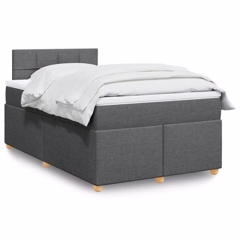 vidaXL Giroletto a Molle con Materasso Ibrido in Tessuto Grigio e Bianco L/P/H: 120 x 190 x 100,5 cm