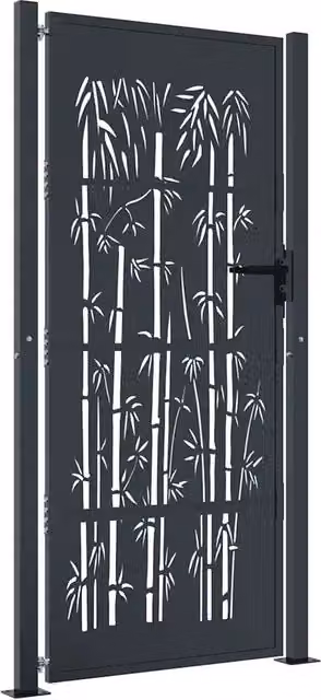 Cancello da giardino-Porta da giardino Antracite 105x205 cm Acciaio Design in Bamb¨´