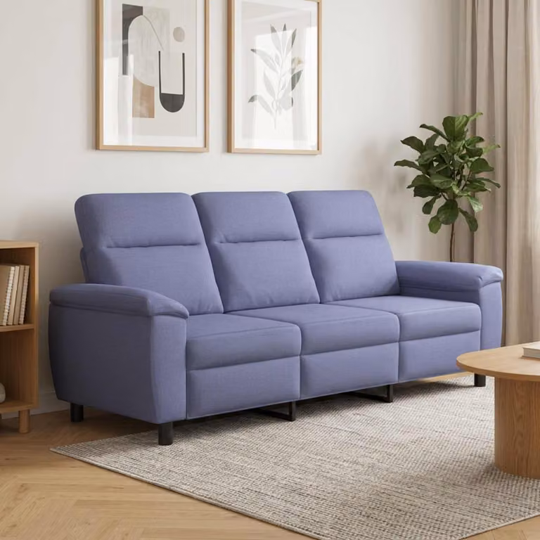 Divano moderno vidaXL in tessuto blu con struttura in metallo L: 214 cm, P: 90 cm, H: 95 cm