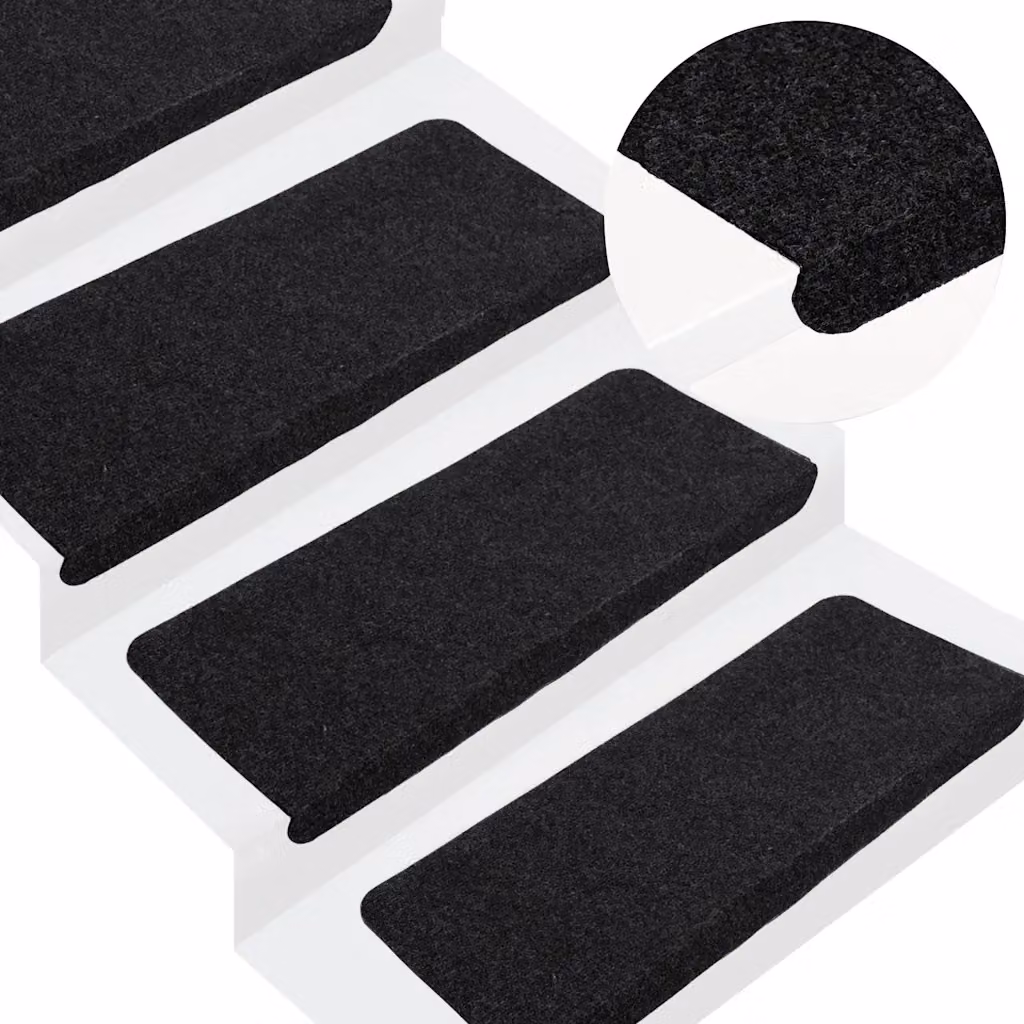 vidaXL Set di 30 Tappetini Autoadesivi per Scale Antiscivolo e Fonoassorbenti, Neri, L 65 x P 24,5 x H 3,5 cm