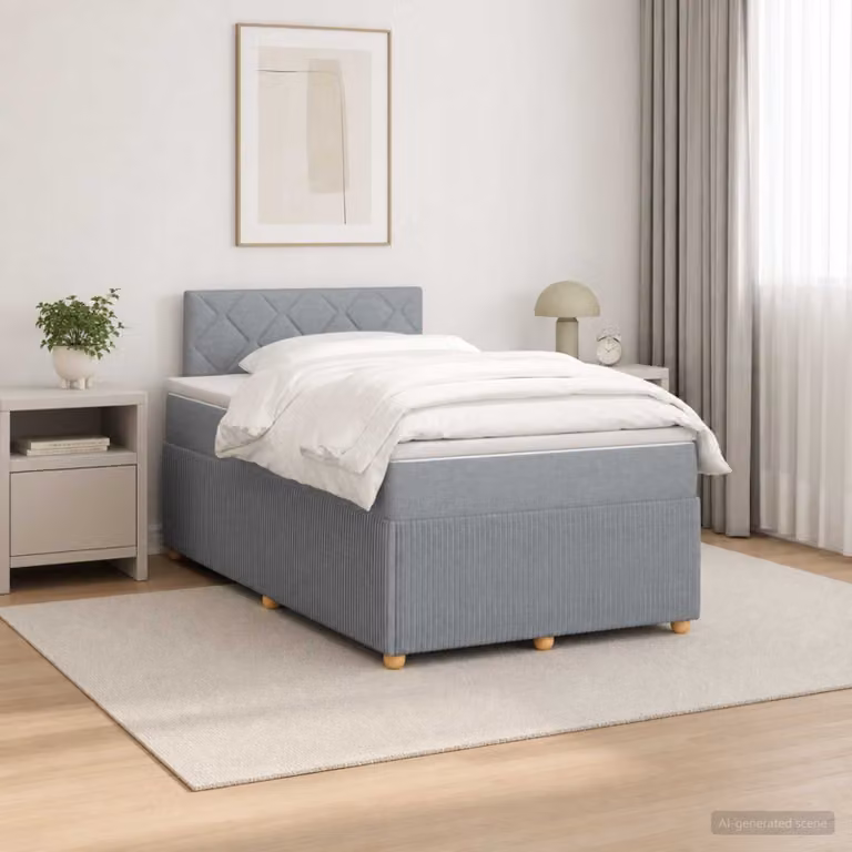 Letto box spring con materasso vidaXL in tessuto con illuminazione sottostante e porta USB, L/P: 120 x 200 cm, Grigio