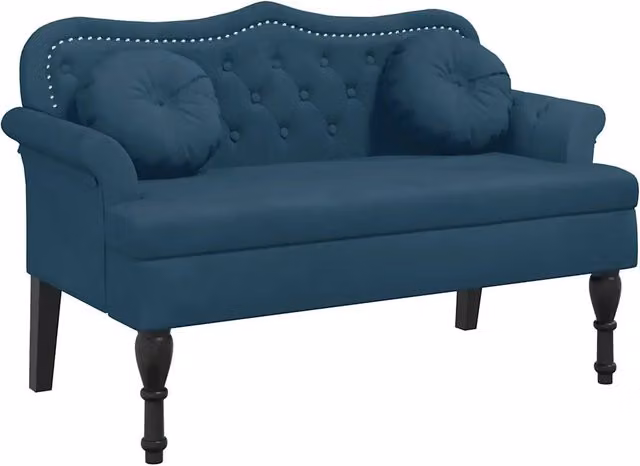 Panca con Cuscini Blu 120,5x65x75 cm in Velluto CFW1625440