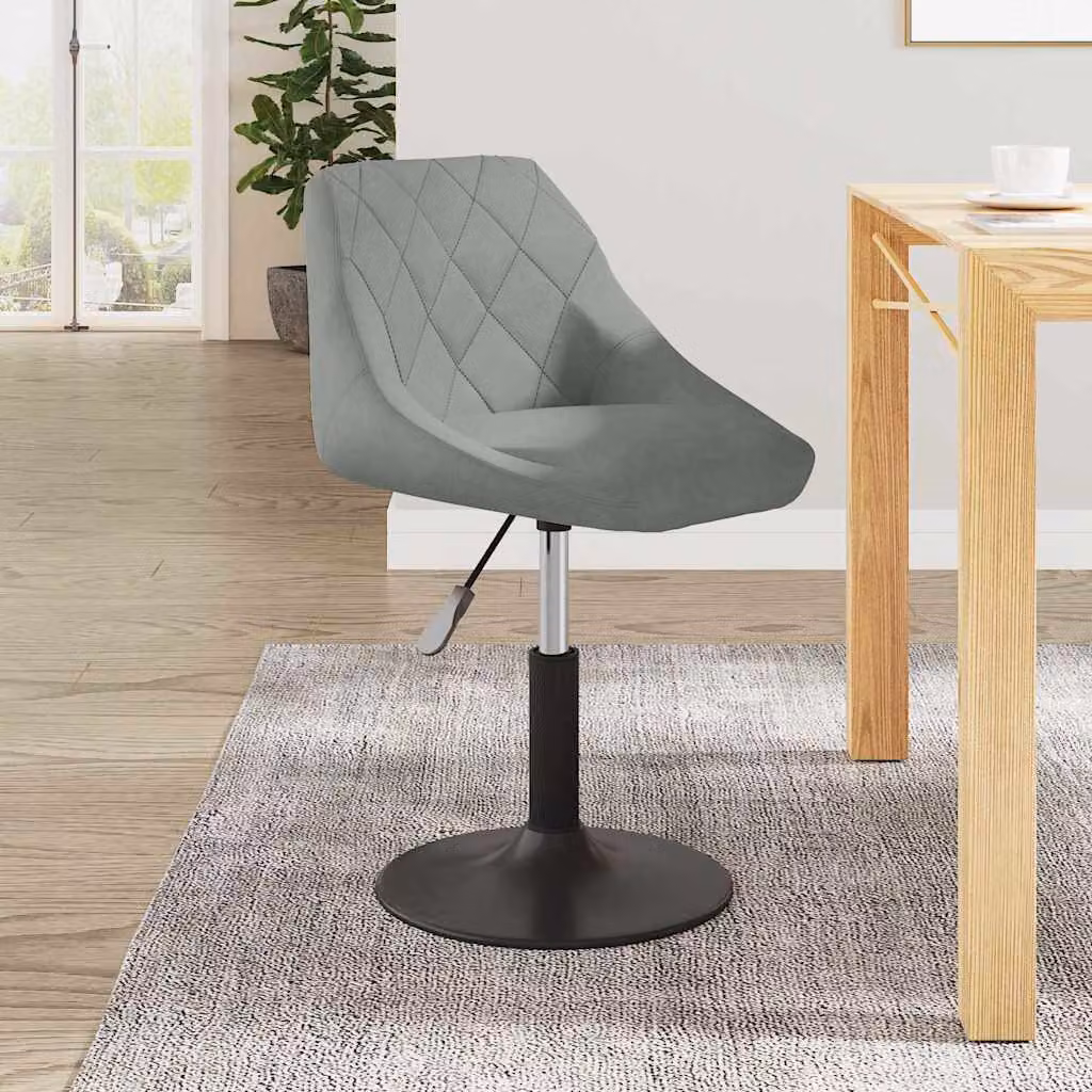 Sedia da pranzo moderna vidaXL in velluto grigio con base girevole a 360 gradi