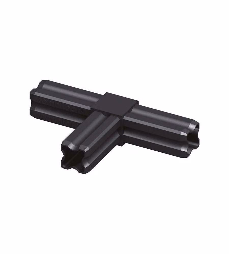 Alfer Congiuntore T 23,5 mm Giunto 90° PVC Nero con 3 Perni