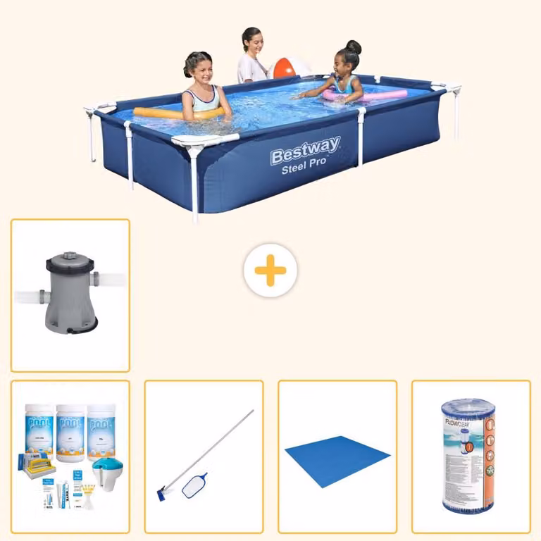 Bestway Steel Pro, piscina rettangolare - 221x150x43 cm - 6 pezzi - Modello S22064