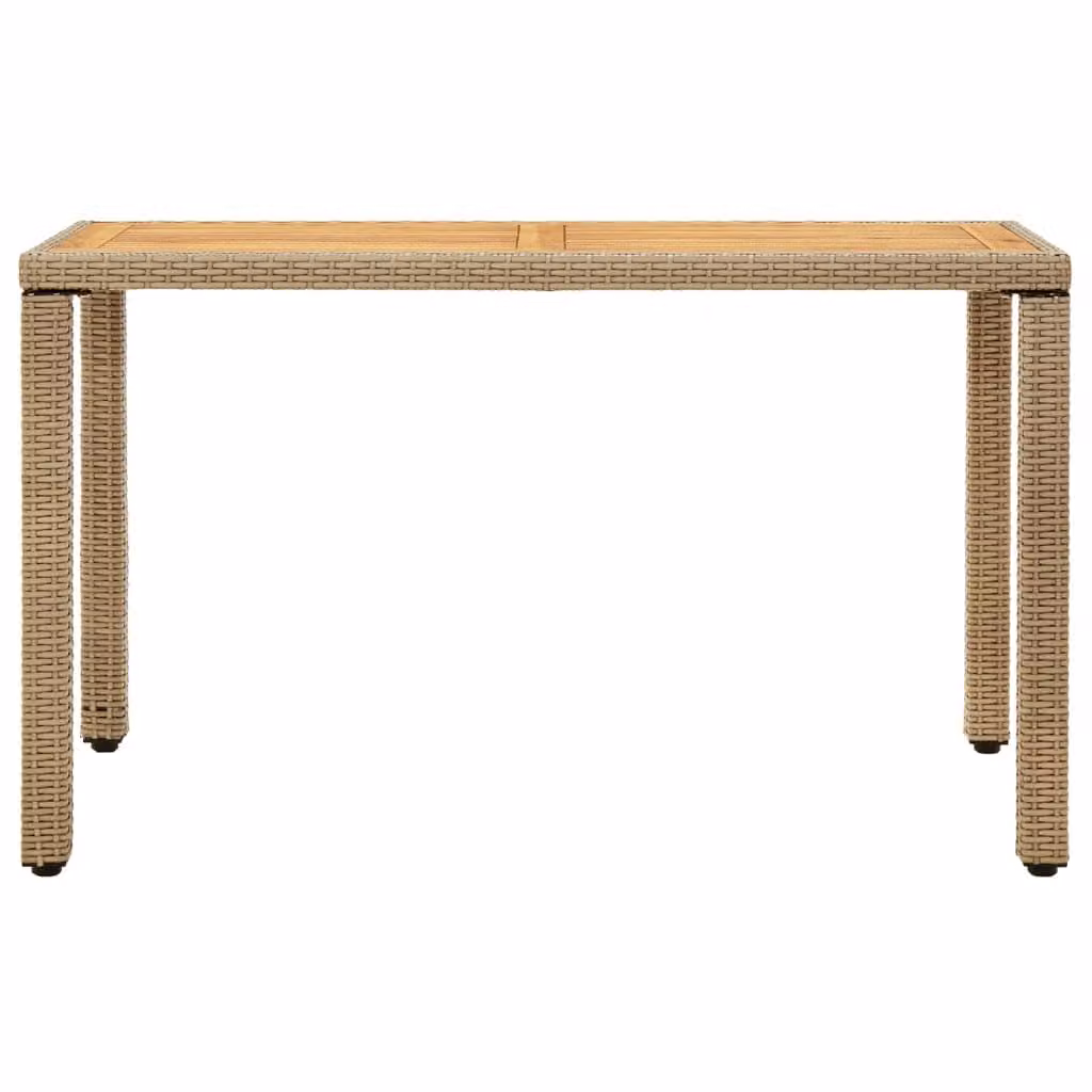 Tavolo Giardino Beige 123x60x74 cm Polyrattan e Massello Acacia