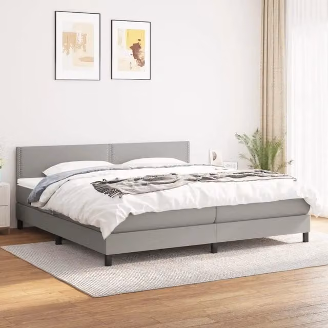 Letto Ibrido con Giroletto a Molle e Materasso vidaXL in Tessuto Grigio e Bianco L: 180 cm, P: 200 cm, H: 203 cm – 1