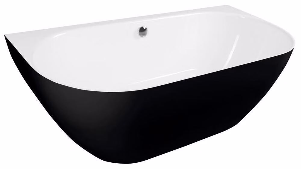 Vasca da bagno a parete PAGODA 170x85x58cm, bianco/nero