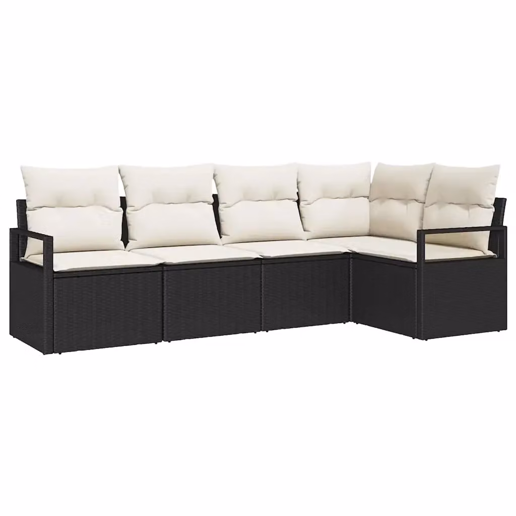 Set di divani da giardino a forma di L vidaXL in polyrattan nero con cuscini inclusi – 2