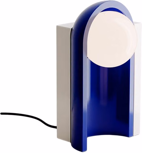 Lampada da tavolo Ferroluce Cléo in ceramica blu e beige con luce LED calda