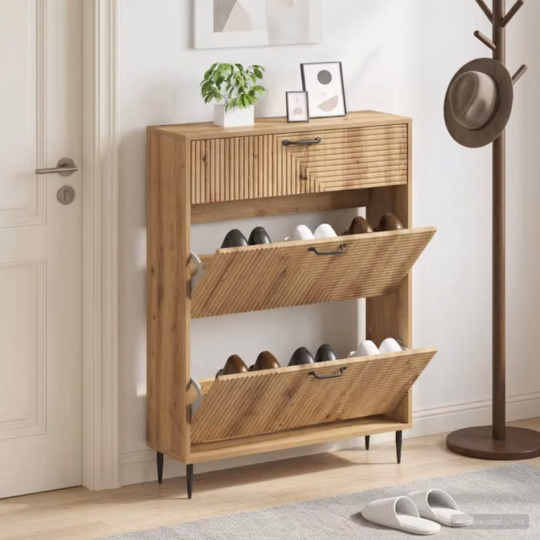 Mobile porta scarpe vidaXL HAARLEM moderno in legno e metallo L/P/H: 78 x 24 x 103 cm