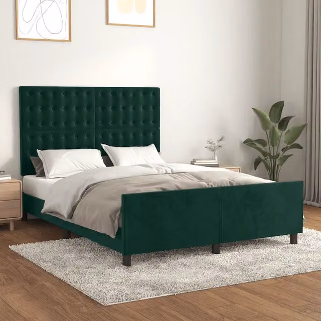 Giroletto senza Materasso-Struttura Letto Verde Scuro 140x190 cm in Velluto 295815