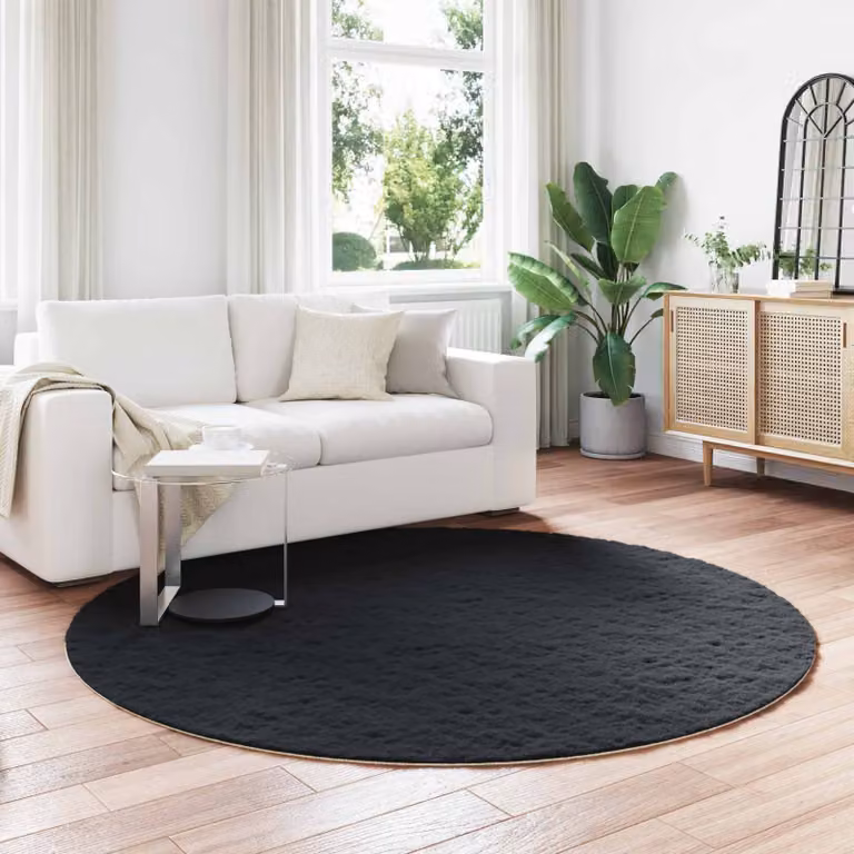 vidaXL Tappeto antiscivolo in ecopelliccia sintetica OLITE Nero 160 x 160 cm