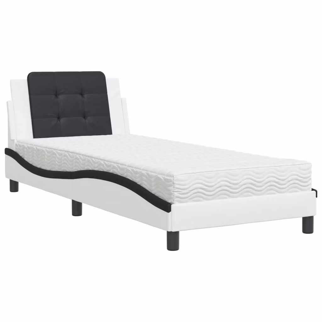 Giroletto senza Materasso Zadar Bianco e Nero 90x190 cm in Pelle finta