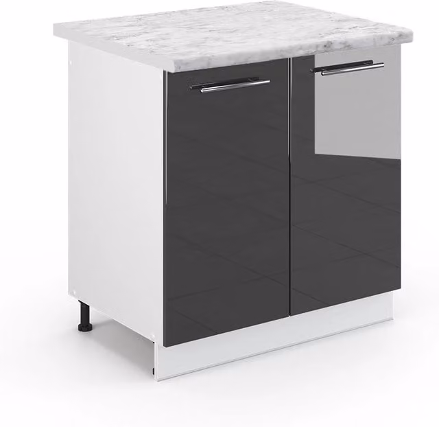 Mobile lavello cucina Fame-Line Antracite lucido/Bianco 80 cm, PL Marmo Vicco
