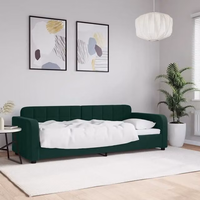 Letto da giorno verde vidaXL con struttura imbottita e design moderno