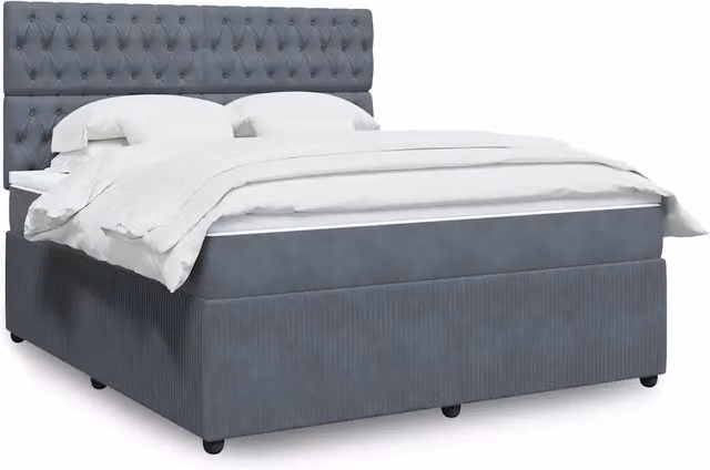 Letto Ibrido vidaXL con Materasso a Molle Insacchettate e Rivestimento in Velluto Grigio e Bianco, L/P: 180 x 200 cm