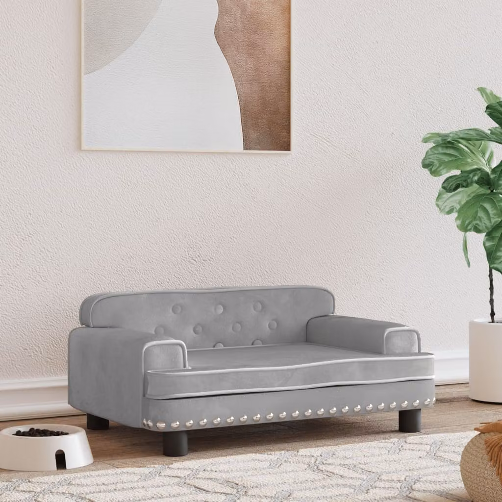 The Living Store Letto per cani Grigio chiaro 70x45x30 cm Velluto