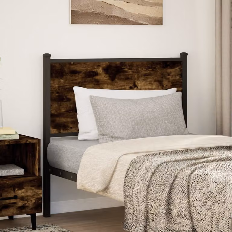 vidaXL Testiera di Ricambio Rovere Fumo 90cm Legno Multistrato&Acciaio