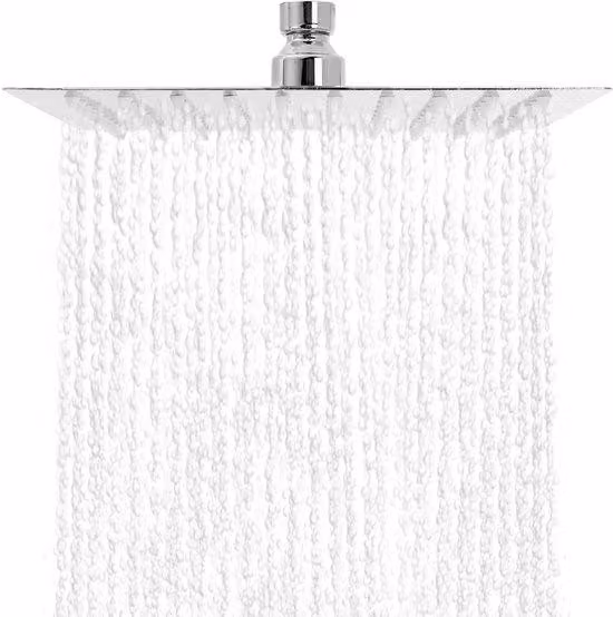 Soffione doccia a pioggia quadrato in acciaio inossidabile con finitura cromata e facile da installare