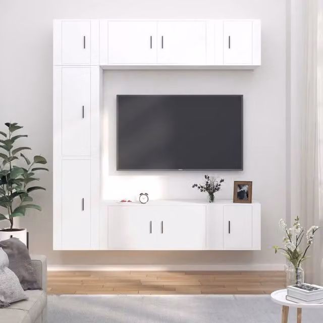 Set di Mobili Porta TV 7 pz Bianco in Legno Multistrato 3188646