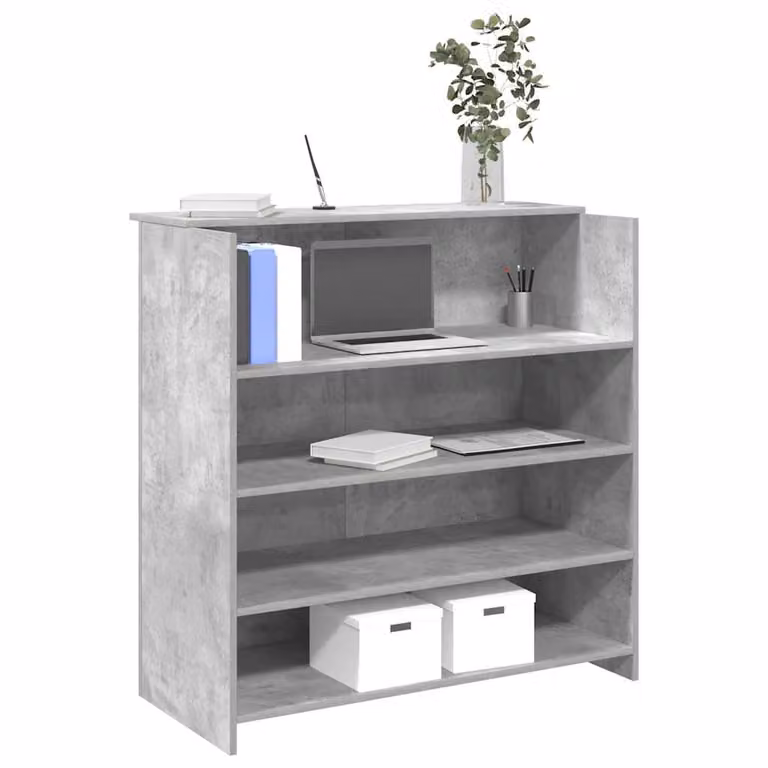 vidaXL Banco Reception Grigio Cemento in Legno Multistrato e MDF, L 100 x P 50 x H 103,5 cm